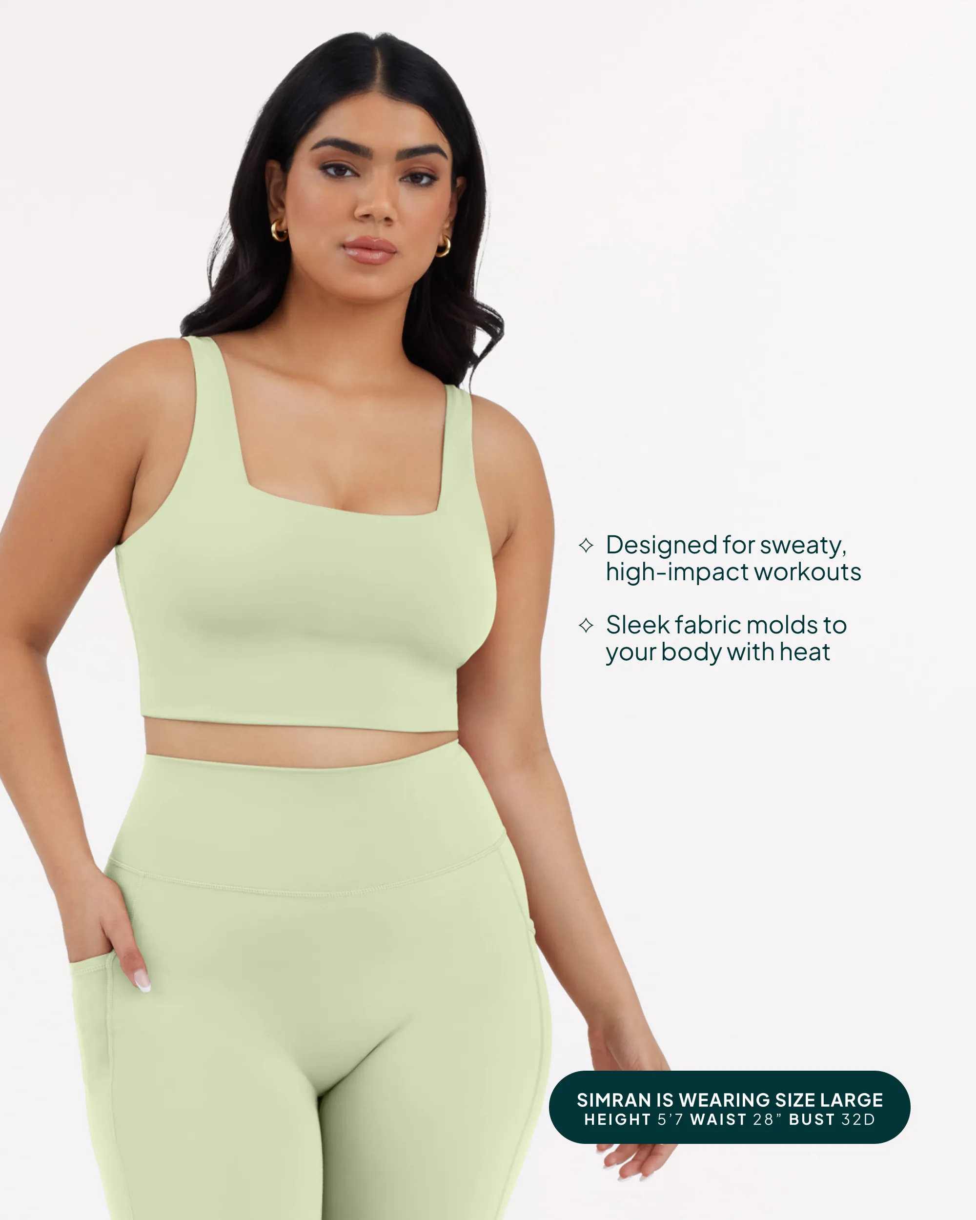 Longline Square Neck Medium-Support Padded Sports Bra