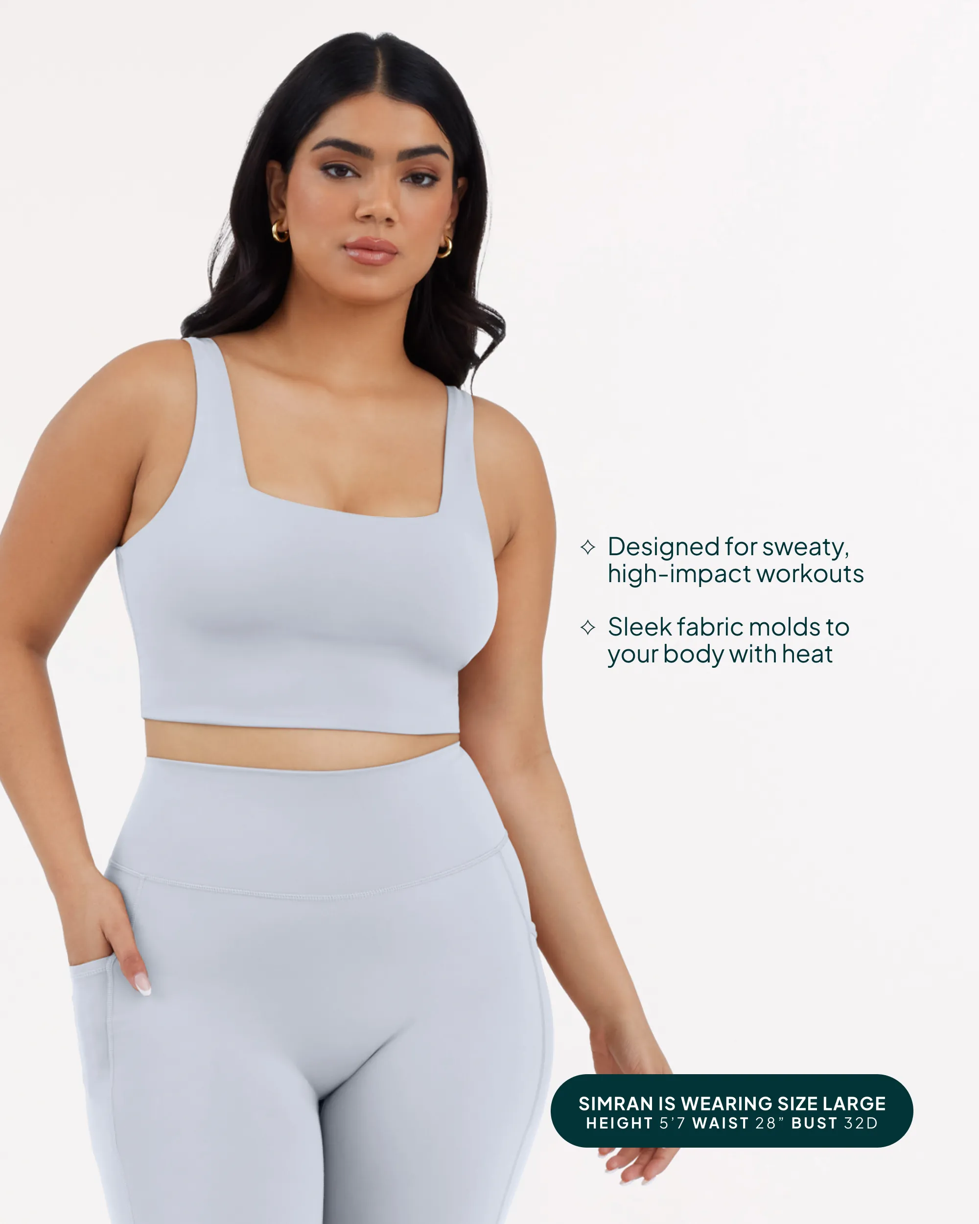 Longline Square Neck Medium-Support Padded Sports Bra