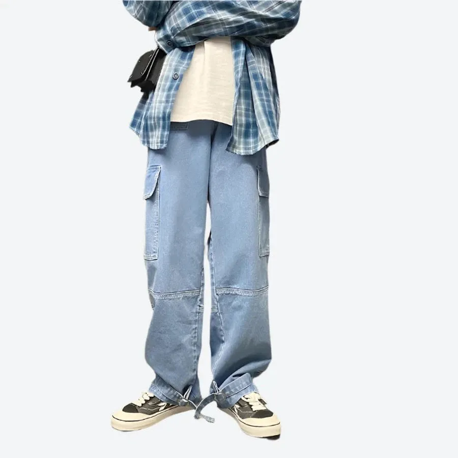 Loose-Fit Multi-Pocket Cargo Denim Pants