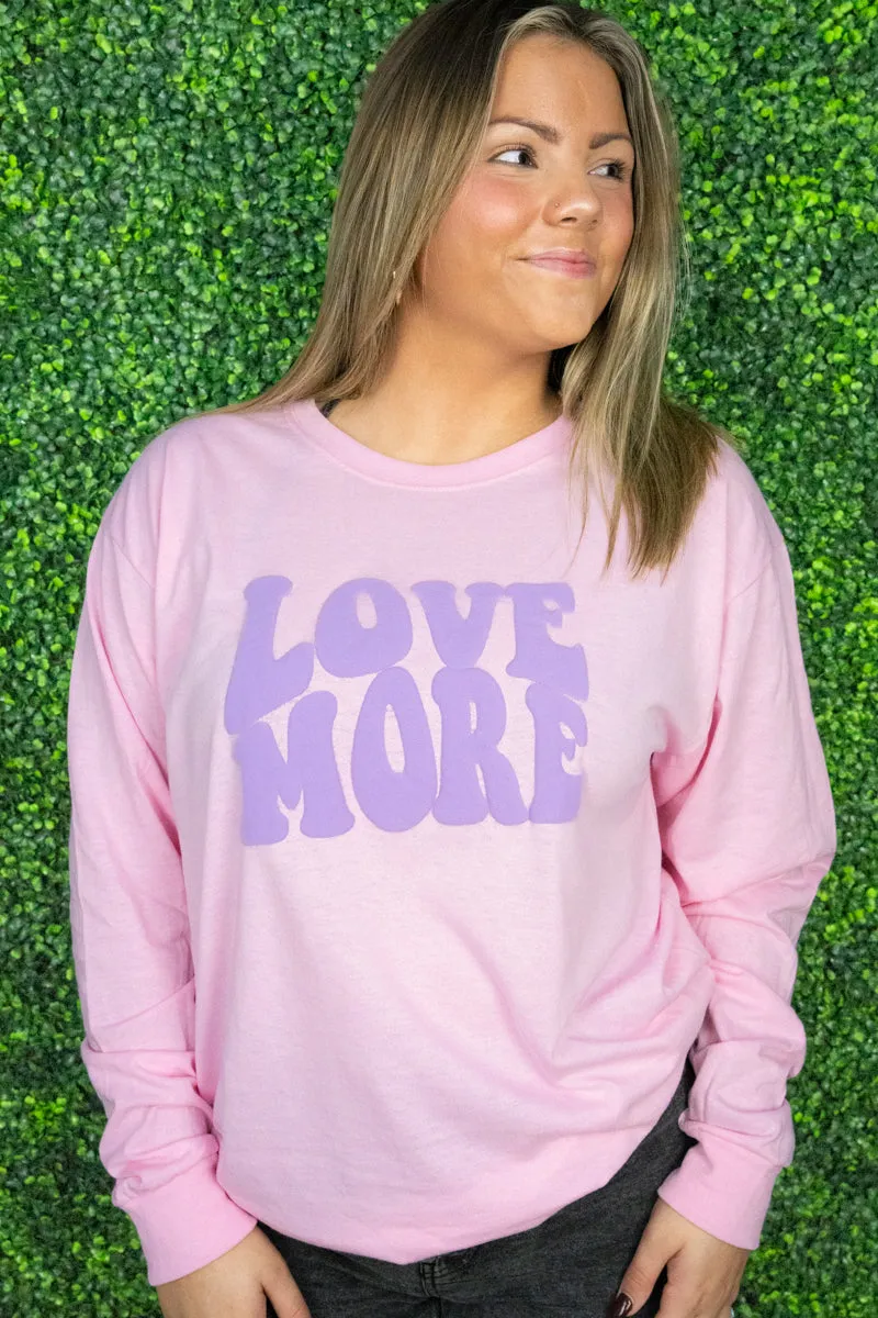 Love More Lavender Puff Vinyl Unisex Dri-Power Long-Sleeve 50/50 Tee