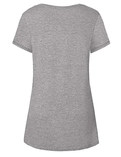 Luranee Athletic Shirts for Women, Short Sleeve Workout Clothes Slim Sport Outfits Recreation Outdoor Exercises Easy Dry Lightweight Basic Tees Pilates Tennis Climbing Fishing Wear Apparels Grey M