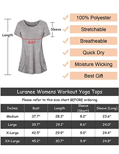 Luranee Athletic Shirts for Women, Short Sleeve Workout Clothes Slim Sport Outfits Recreation Outdoor Exercises Easy Dry Lightweight Basic Tees Pilates Tennis Climbing Fishing Wear Apparels Grey M