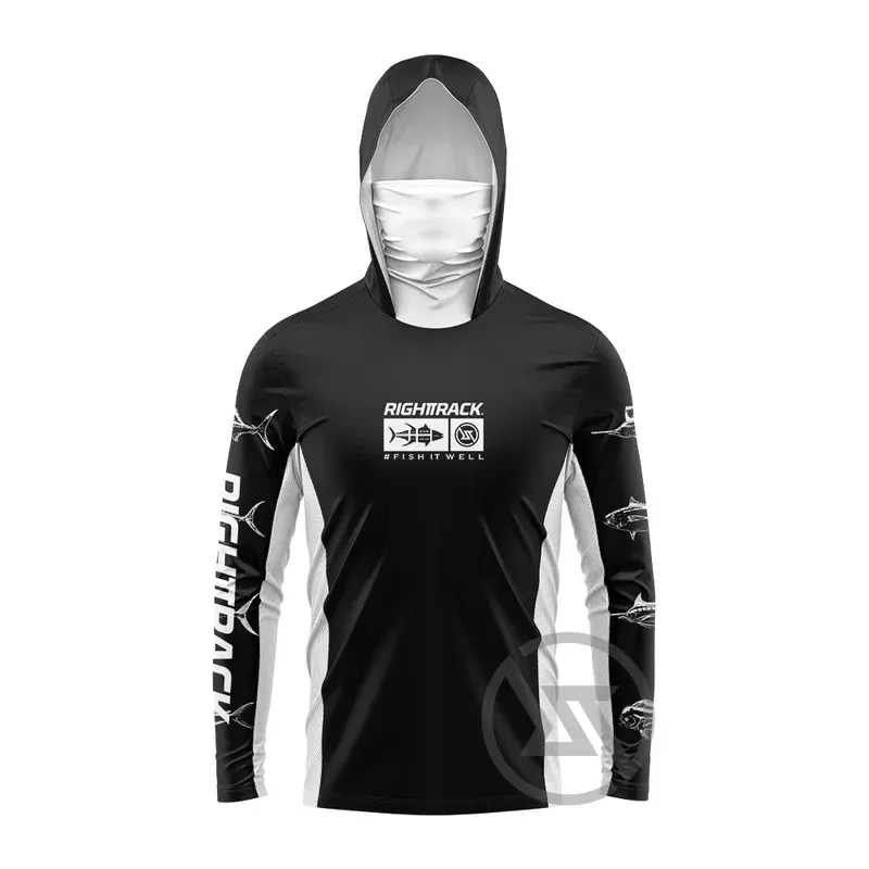 Mask Hoodie long sleeve Fishing shirt Clothing UPF50 UV outdoor sun protection