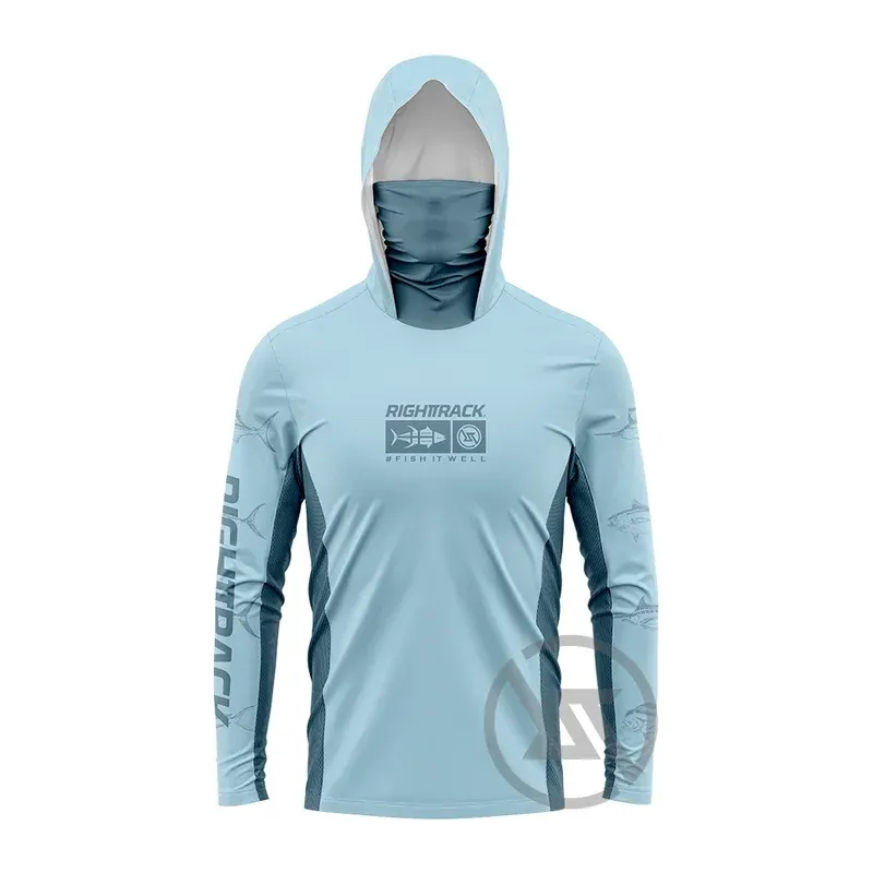 Mask Hoodie long sleeve Fishing shirt Clothing UPF50 UV outdoor sun protection