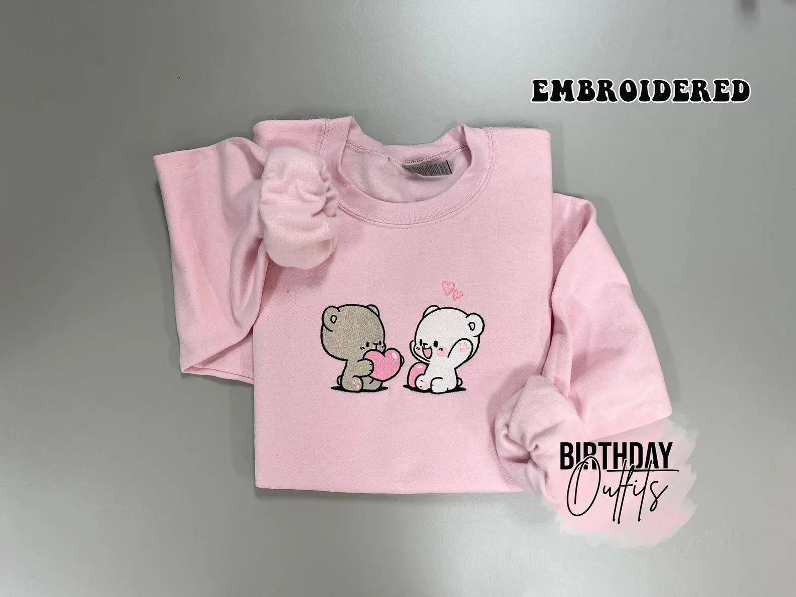 Matching Valentine's Day Embroidered Sweatshirts, Couple matching sweatshirt, Best Valentine's Gifts, Cute embroidered bears