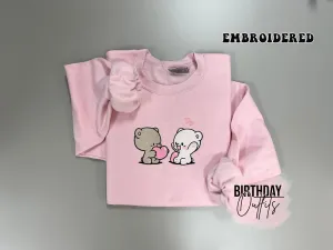 Matching Valentine's Day Embroidered Sweatshirts, Couple matching sweatshirt, Best Valentine's Gifts, Cute embroidered bears