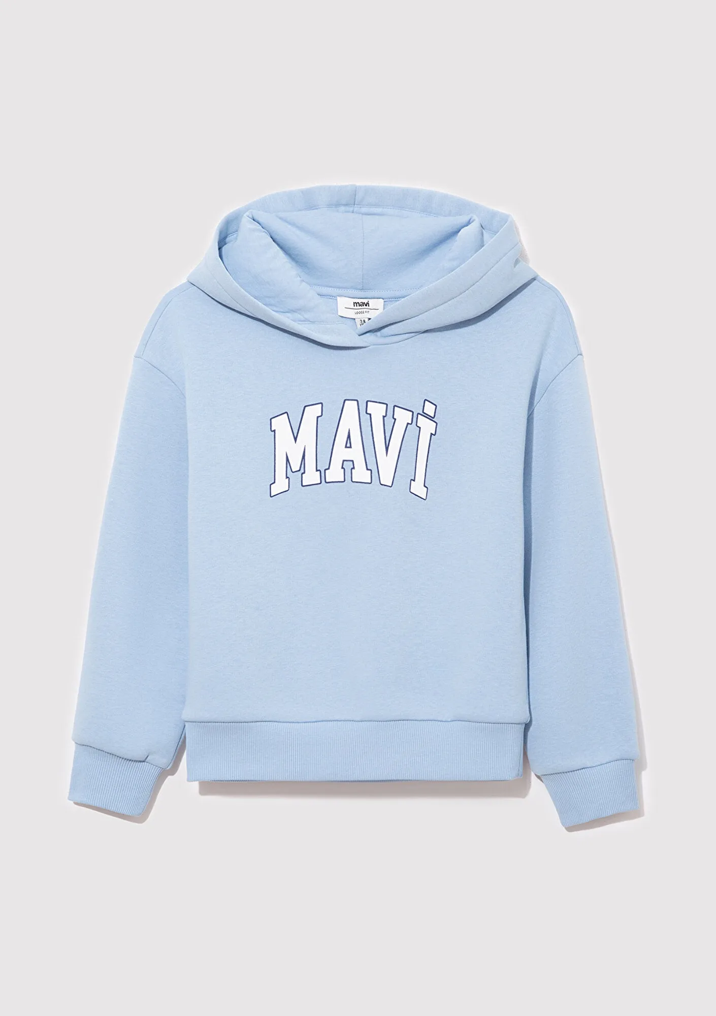Mavi Logo Printed Hooded Blue Sweatshirt