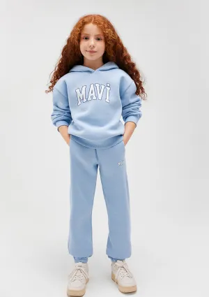 Mavi Logo Printed Hooded Blue Sweatshirt
