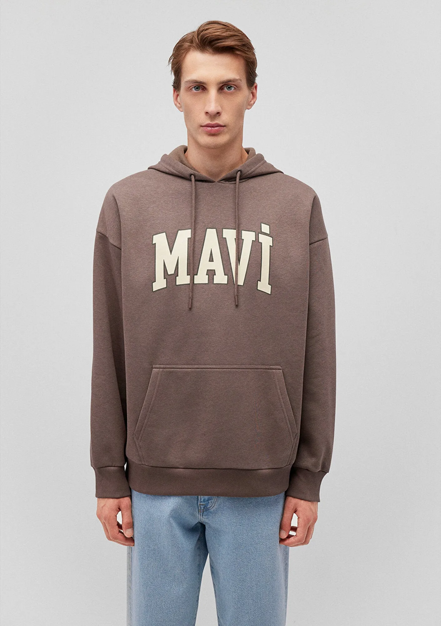 Mavi Logo Printed Hooded Brown Sweatshirt