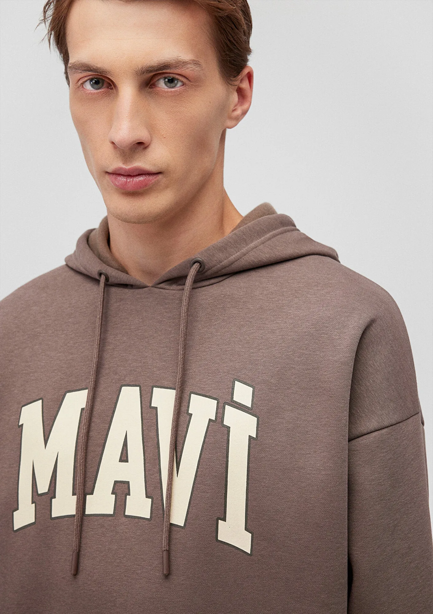Mavi Logo Printed Hooded Brown Sweatshirt