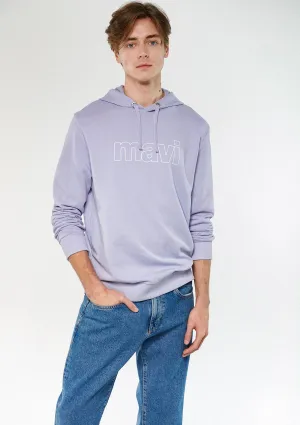 Mavi Logo Printed Hooded Purple Sweatshirt