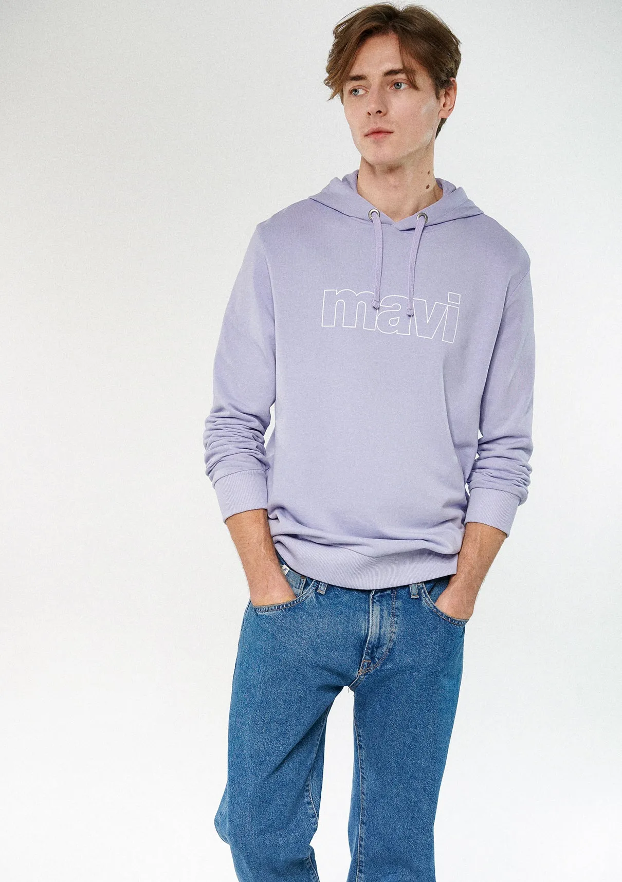 Mavi Logo Printed Hooded Purple Sweatshirt