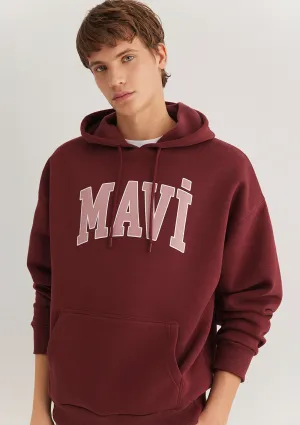 Mavi Logo Printed Hooded Red Sweatshirt