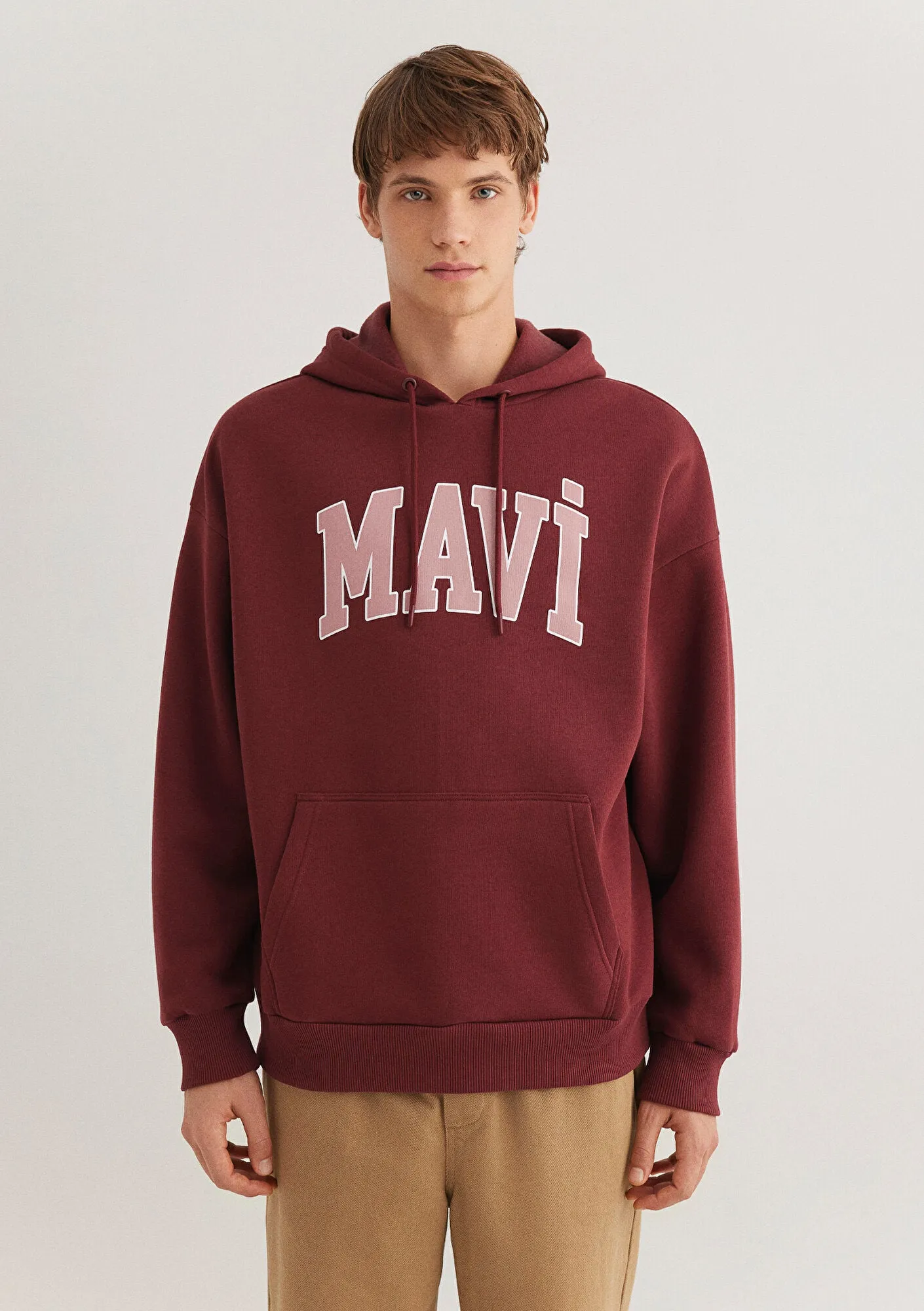 Mavi Logo Printed Hooded Red Sweatshirt