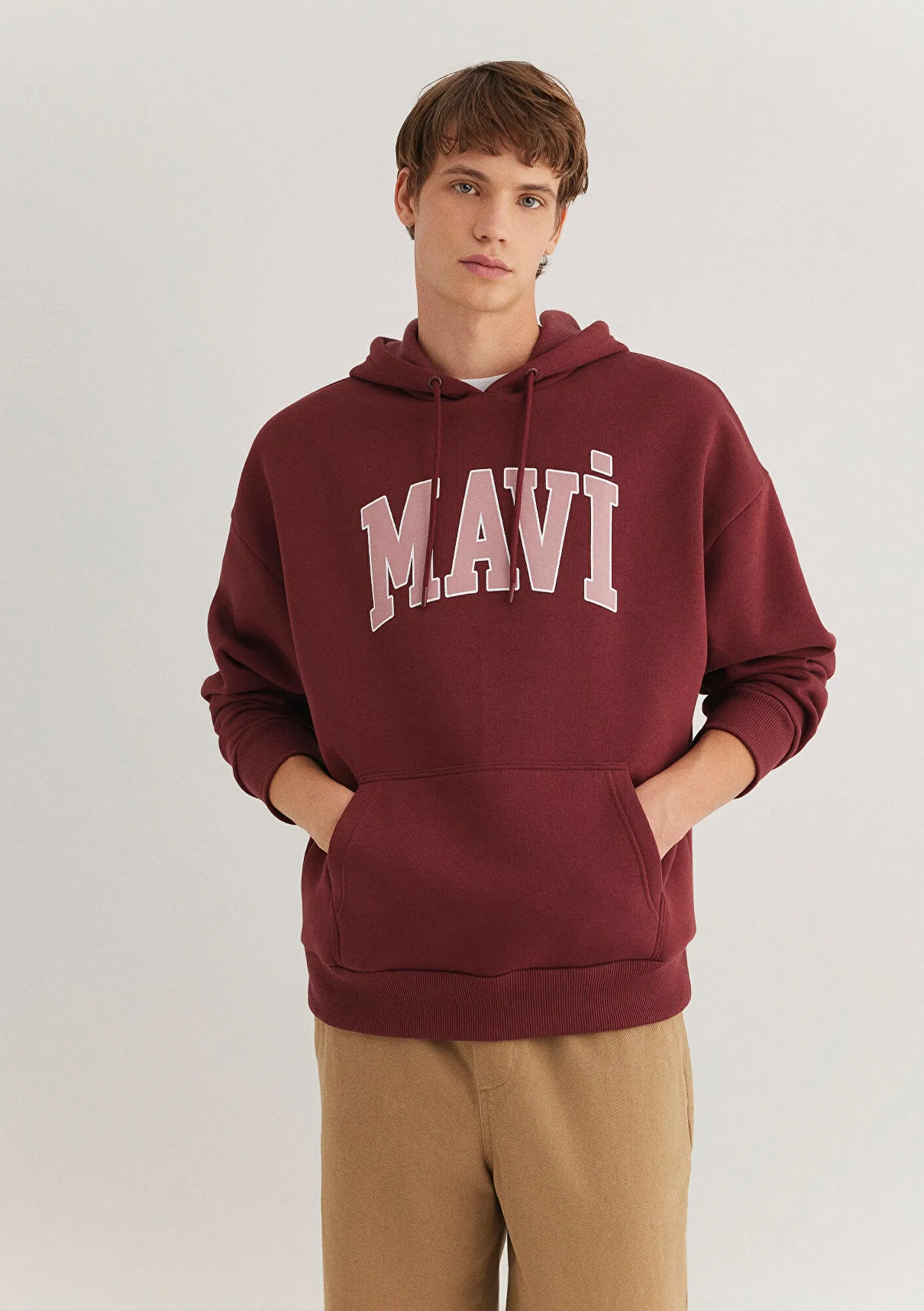 Mavi Logo Printed Hooded Red Sweatshirt