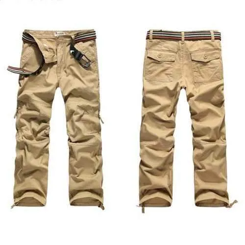 Mens Multi-pocket Cotton Cargo Pants