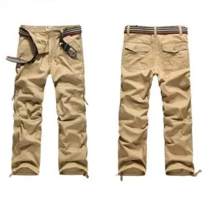 Mens Multi-pocket Cotton Cargo Pants