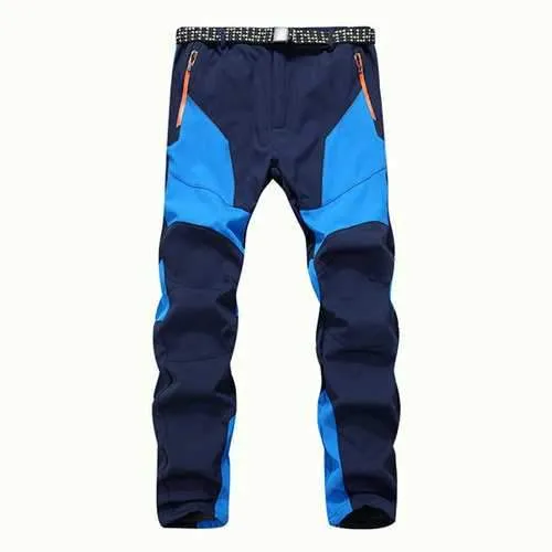 Mens Outdoor Soft Shell Water-repellent Quick-Dry Breathable Stitching Color Sport Pants