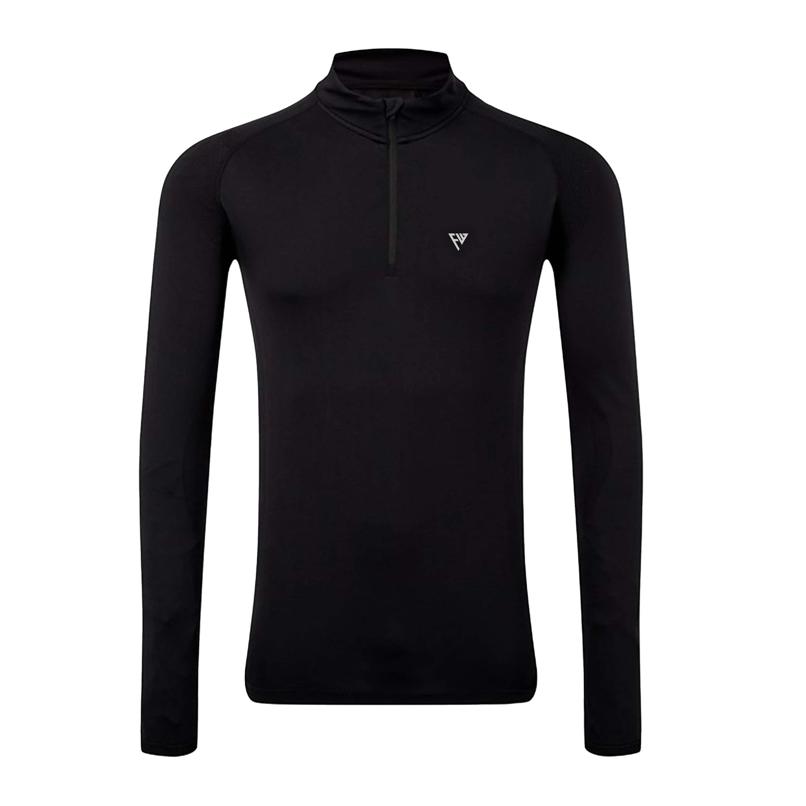 MENS SEAMLESS 1/4 ZIP TOP BLACK