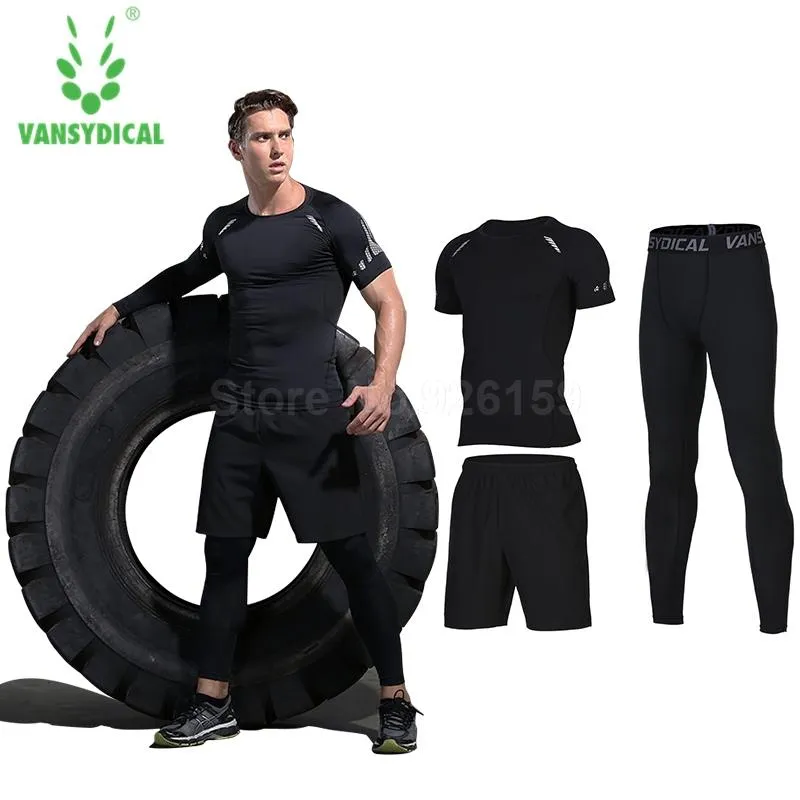Mens Sports Suits Basketball Jersey For Men 3pcs Compression Running Suits Gym Fitness