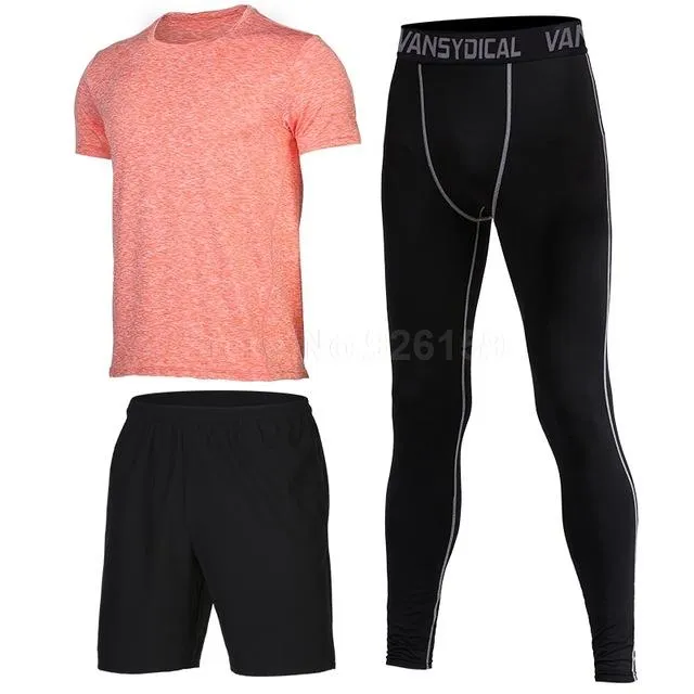 Mens Sports Suits Basketball Jersey For Men 3pcs Compression Running Suits Gym Fitness