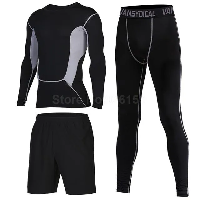 Mens Sports Suits Basketball Jersey For Men 3pcs Compression Running Suits Gym Fitness