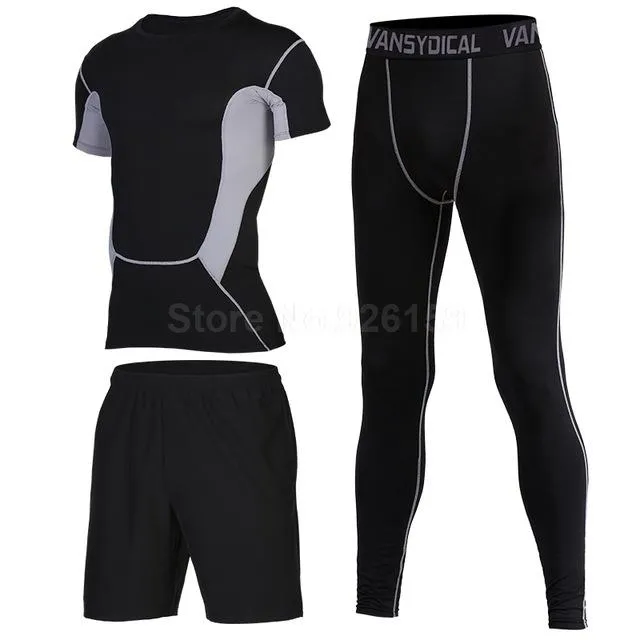 Mens Sports Suits Basketball Jersey For Men 3pcs Compression Running Suits Gym Fitness
