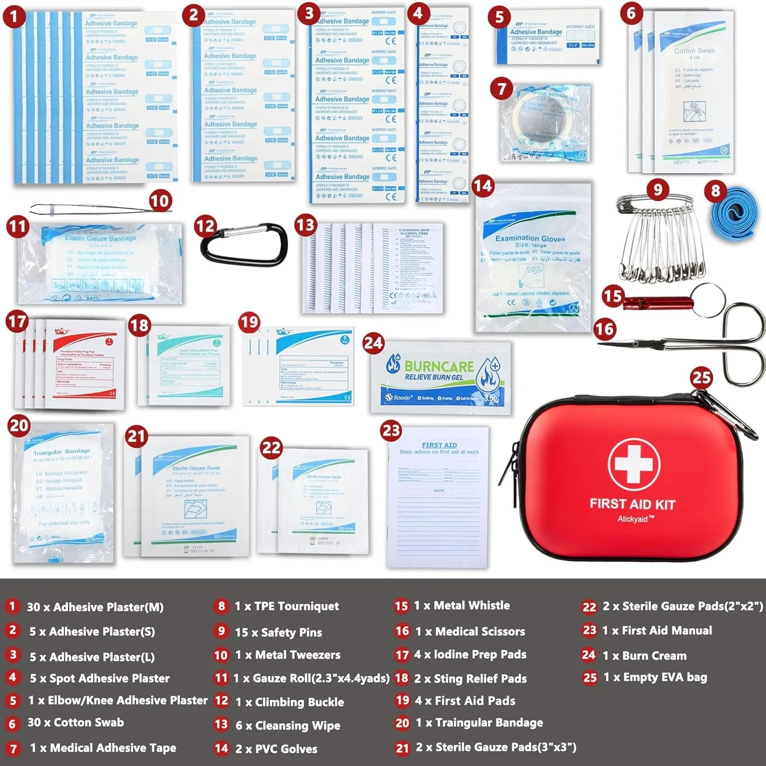 Mini First Aid Kit - 120 Piece Waterproof Hard Shell Medical Kit - Black