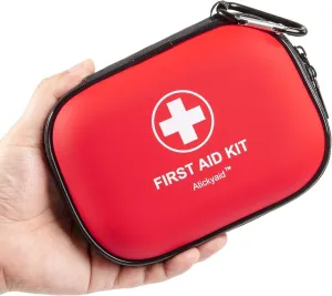 Mini First Aid Kit - 120 Piece Waterproof Hard Shell Medical Kit - Black