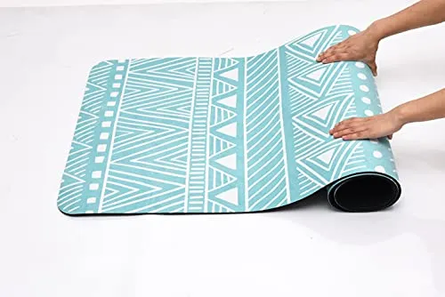 MOOR Premium Design Suede 72 x 24 Inch 6mm Tribal Print Yoga Mat Non Slip High Density Anti-Tear Fitness Exercise Floor Pilates Workout