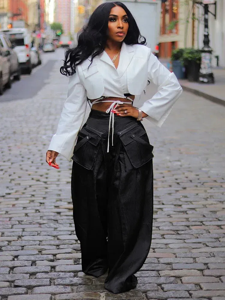 Multi-pocket Loose Straight High-waisted Oversized Y2K Trousers