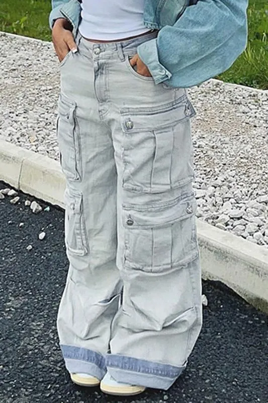 Multi-pocket splicing casual pants