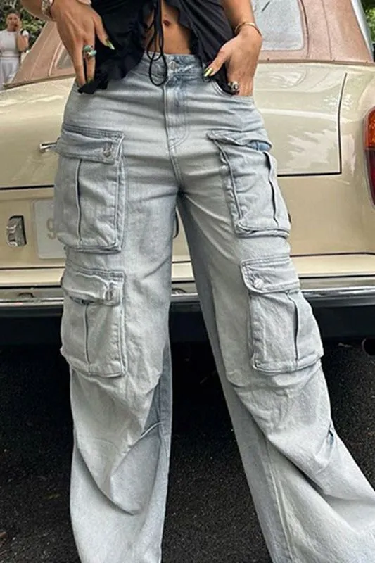 Multi-pocket splicing casual pants