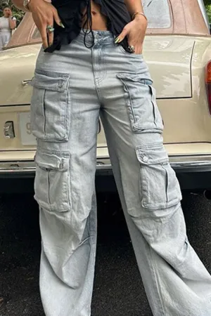 Multi-pocket splicing casual pants
