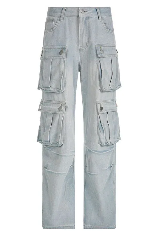 Multi-pocket splicing casual pants