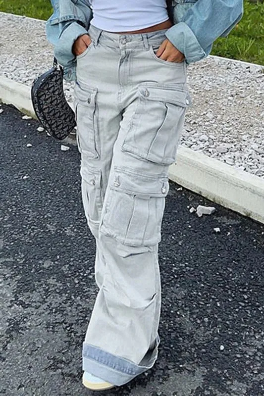 Multi-pocket splicing casual pants