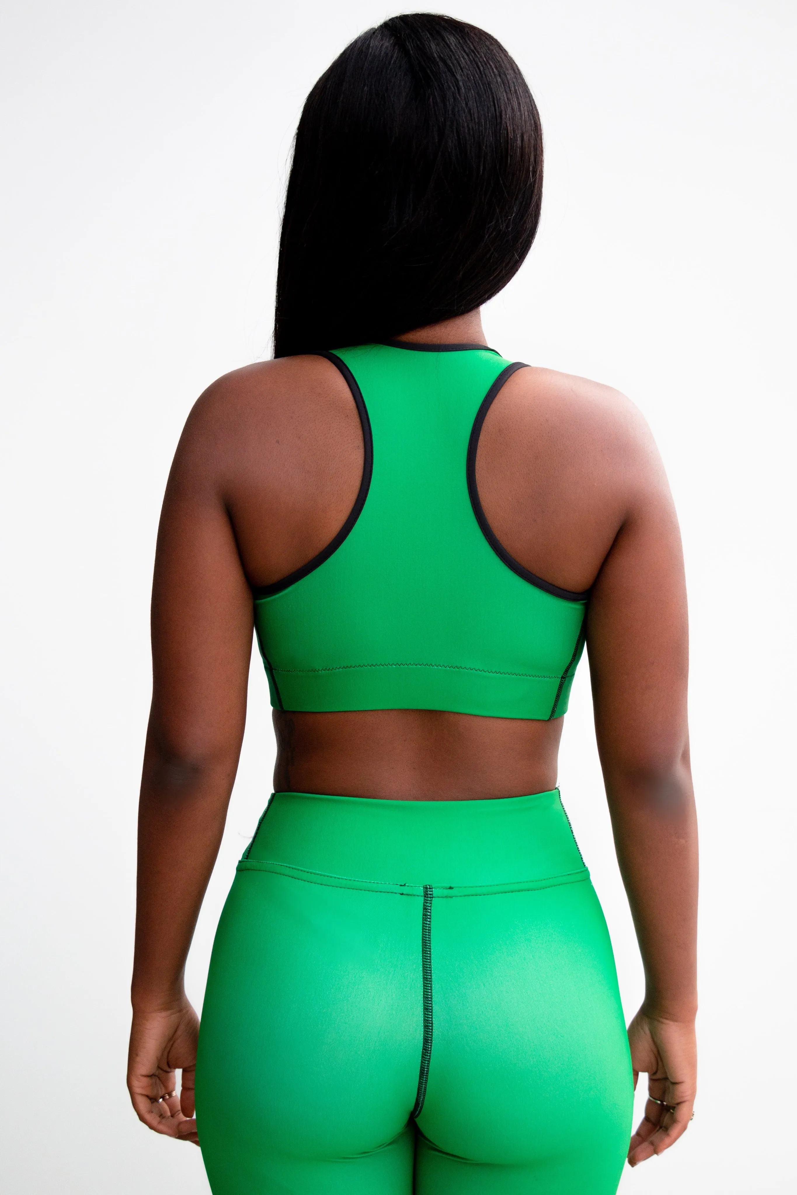 Muthoni Green Moisture Wicking Medium Support Racerback Sports Bra