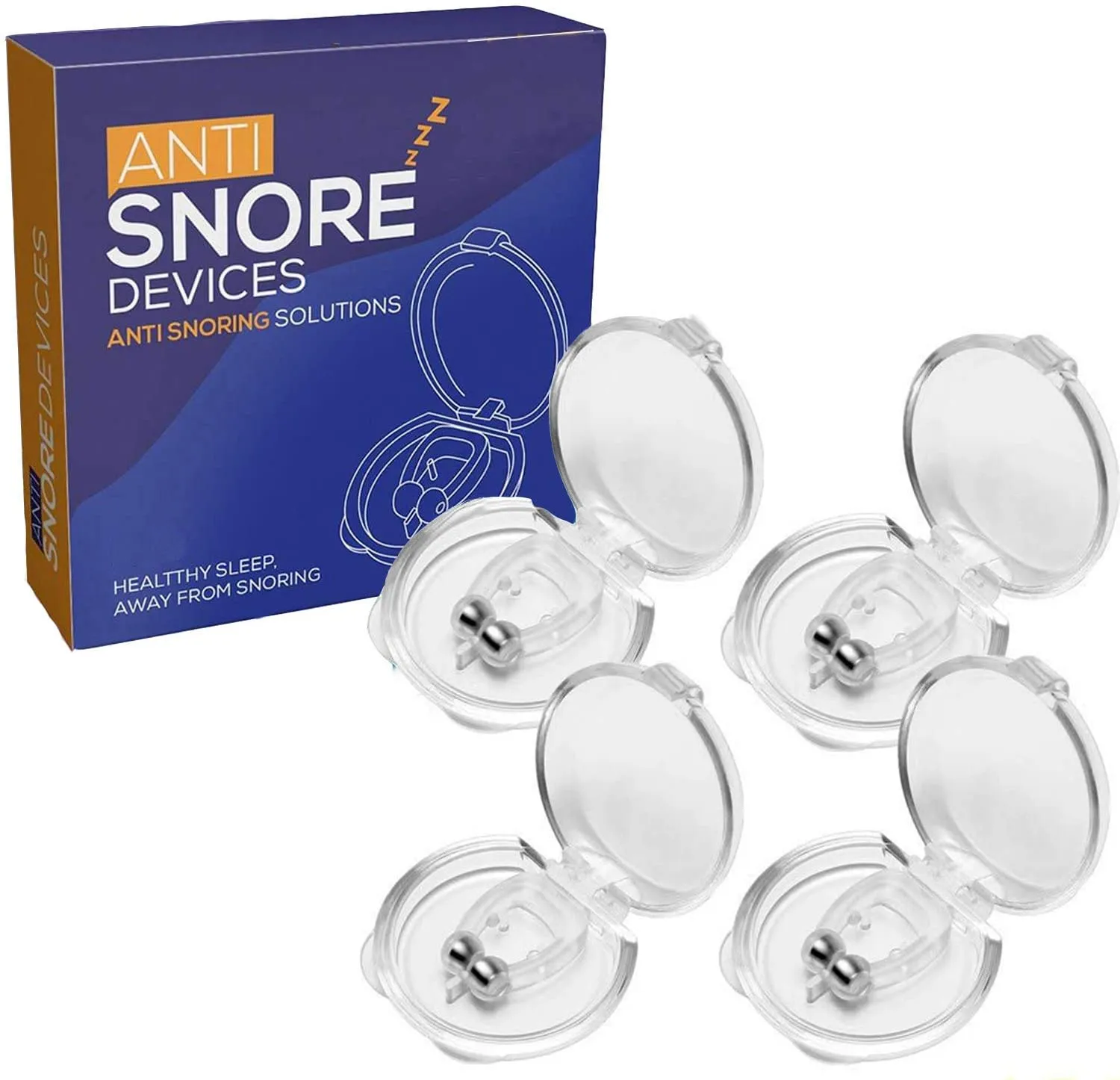 New in box! Anti Snore Clip, Anti Snoring Devices Silicone Magnetic Stop Snoring Nose Device Professional Sleeping Aid Relieve Snore for Men Women (4 pcs)