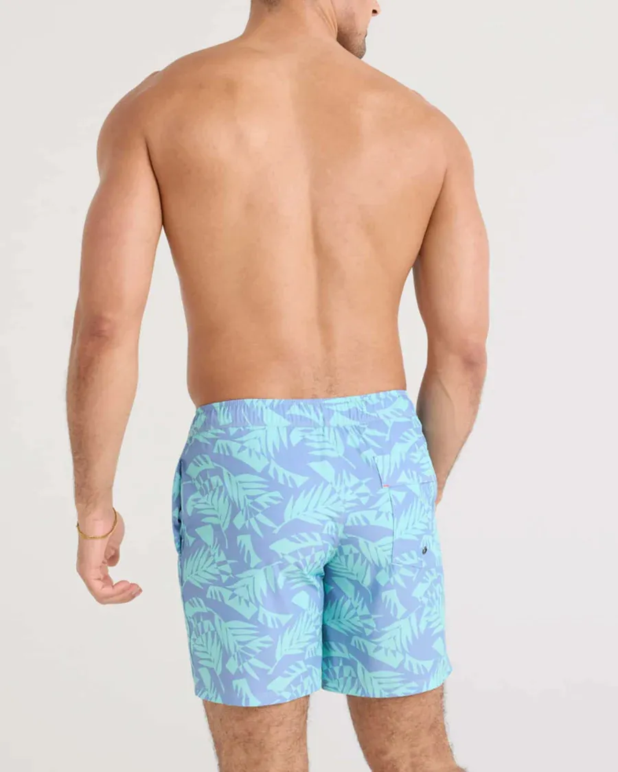 Oh Buoy 2N1 Stretch Swim Volley 7" - Palm Frond Tidal Blue
