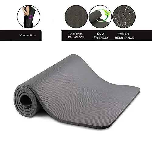 OJS ® EVA Yoga Mat with Carrying Bag for Gym Workout and Yoga Exercise with 6mm Thickness, Anti-Slip Yoga Mat for Men & Women Fitness (Made in India)(Grey)