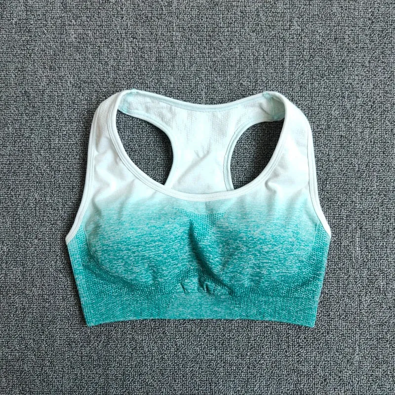 Ombre Yoga Suit Seamless Workout Fitness Sportswear Sports Bra and Leggings Yoga Set