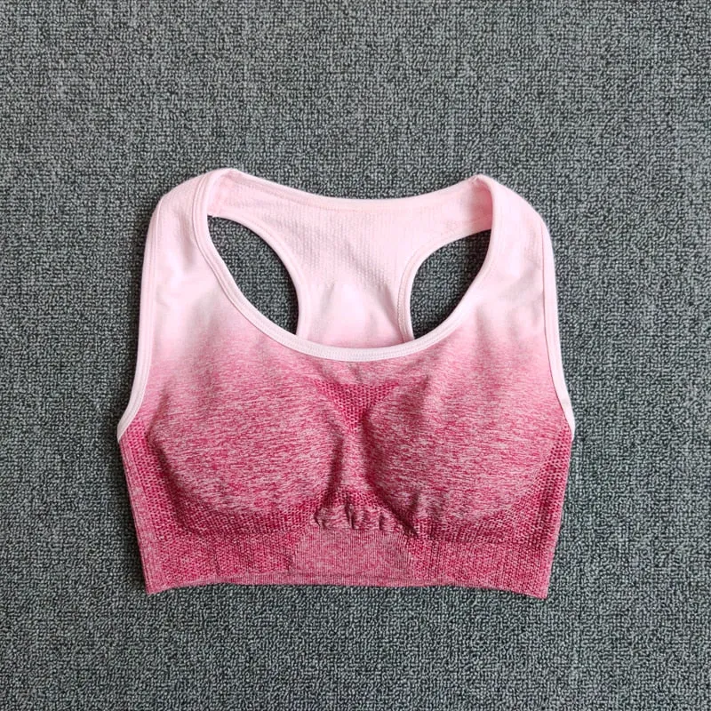 Ombre Yoga Suit Seamless Workout Fitness Sportswear Sports Bra and Leggings Yoga Set