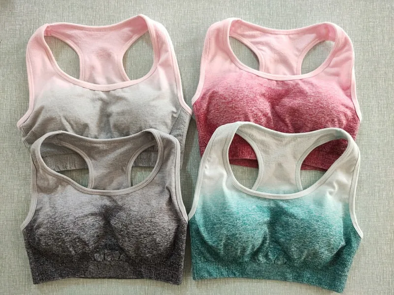 Ombre Yoga Suit Seamless Workout Fitness Sportswear Sports Bra and Leggings Yoga Set