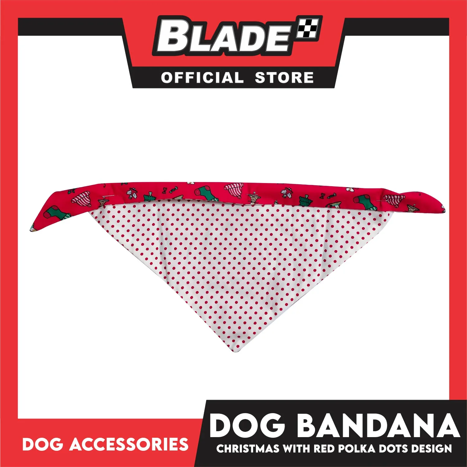 Pet Bandana Collar Scarf Reversible Christmas And Polka Dots Designs, Red And White Colors DB-CTN24L (Large) Perfect Fit For Dogs And Cats, Breathable, Soft Lightweight Pet Bandana