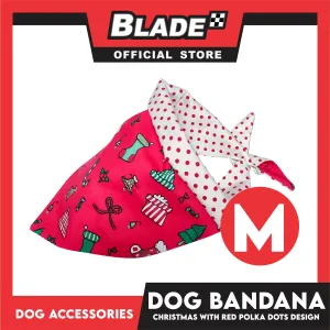 Pet Bandana Collar Scarf Reversible Christmas And Polka Dots Designs, Red And White Colors DB-CTN24M (Medium) Perfect Fit For Dogs And Cats, Breathable, Soft Lightweight Pet Bandana