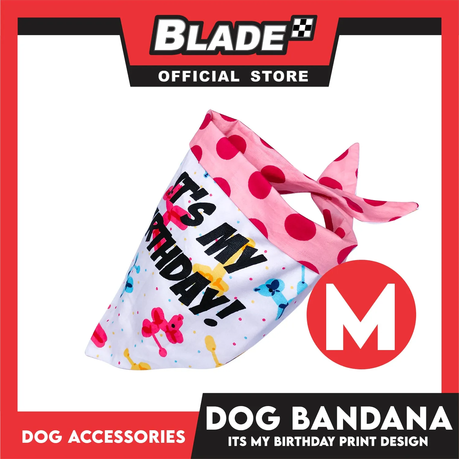 Pet Bandana Collar Scarf Reversible Its's My Birthday! Designs DB-CTN28M (Medium) Perfect Fit For Dogs And Cats, Breathable, Soft Lightweight Pet Bandana