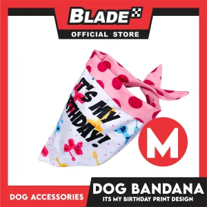 Pet Bandana Collar Scarf Reversible Its's My Birthday! Designs DB-CTN28M (Medium) Perfect Fit For Dogs And Cats, Breathable, Soft Lightweight Pet Bandana