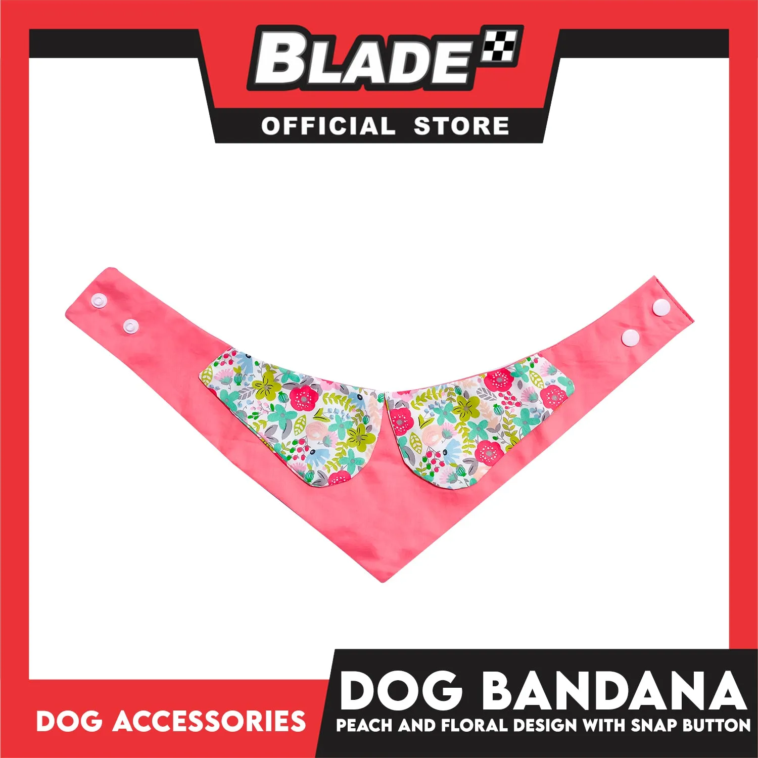 Pet Bandana Collar Scarf Reversible Tangerine With Pink Floral Collar Designs DB-CTN27M (Medium) Perfect Fit For Dogs And Cats, Breathable, Soft Lightweight Pet Bandana