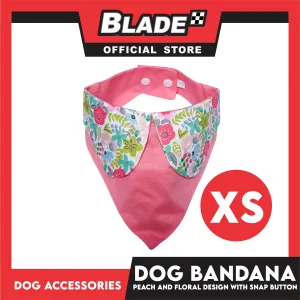 Pet Bandana Collar Scarf Reversible Tangerine With Pink Floral Collar Designs DB-CTN27XS (XS) Perfect Fit For Dogs And Cats, Breathable, Soft Lightweight Pet Bandana