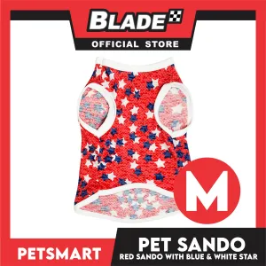 Pet Cloth Red Sando with Blue and White Star Design (Medium) Perfect fit for Small Breed of Dog